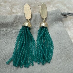 This is a pair of Kendra Scott Marin Beaded Tassel Drop Earrings in Raven Tea